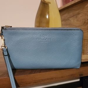 Coach Tiffany Blue Double Wallet with Wristlet strap